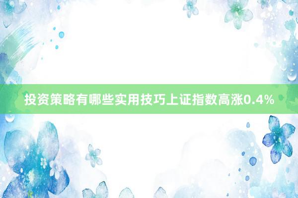 投资策略有哪些实用技巧上证指数高涨0.4%