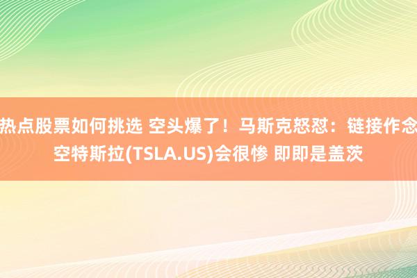 热点股票如何挑选 空头爆了！马斯克怒怼：链接作念空特斯拉(TSLA.US)会很惨 即即是盖茨