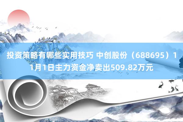 投资策略有哪些实用技巧 中创股份（688695）11月1日主力资金净卖出509.82万元