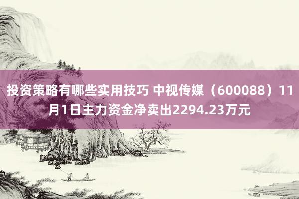 投资策略有哪些实用技巧 中视传媒（600088）11月1日主力资金净卖出2294.23万元