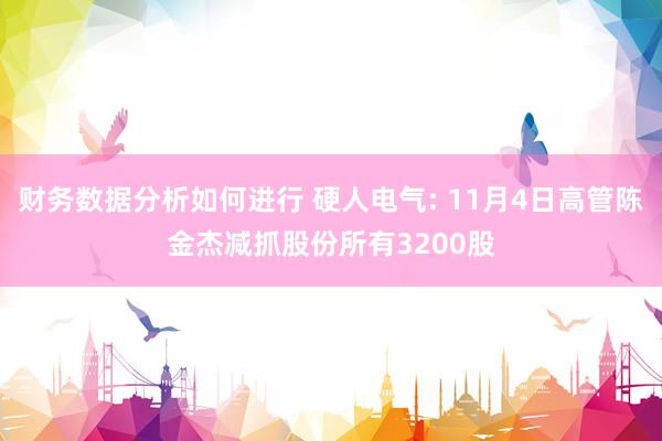 财务数据分析如何进行 硬人电气: 11月4日高管陈金杰减抓股份所有3200股