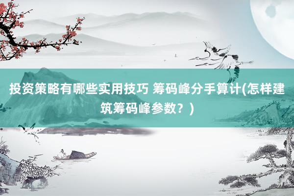 投资策略有哪些实用技巧 筹码峰分手算计(怎样建筑筹码峰参数？)