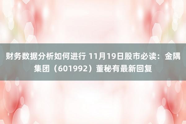 财务数据分析如何进行 11月19日股市必读：金隅集团（601992）董秘有最新回复