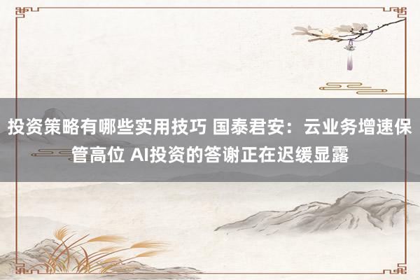 投资策略有哪些实用技巧 国泰君安：云业务增速保管高位 AI投资的答谢正在迟缓显露