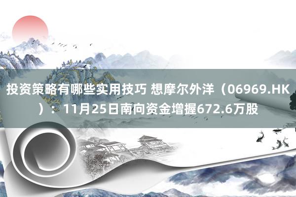 投资策略有哪些实用技巧 想摩尔外洋（06969.HK）：11月25日南向资金增握672.6万股