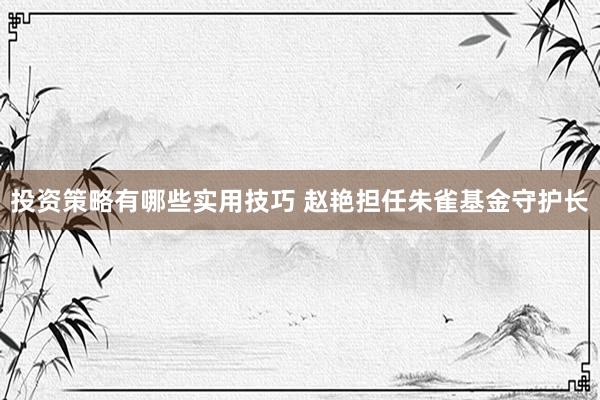 投资策略有哪些实用技巧 赵艳担任朱雀基金守护长