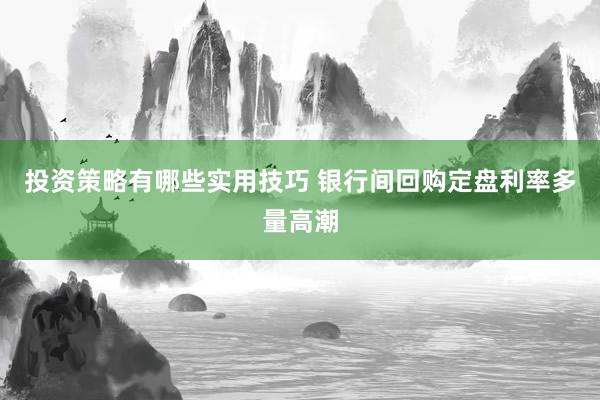 投资策略有哪些实用技巧 银行间回购定盘利率多量高潮