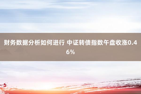 财务数据分析如何进行 中证转债指数午盘收涨0.46%