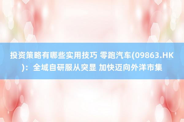 投资策略有哪些实用技巧 零跑汽车(09863.HK)：全域自研服从突显 加快迈向外洋市集