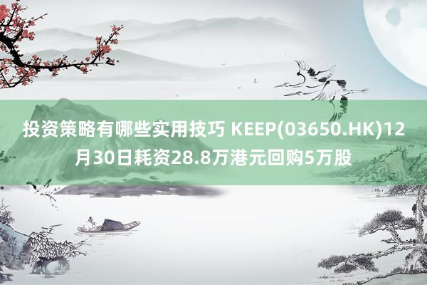 投资策略有哪些实用技巧 KEEP(03650.HK)12月30日耗资28.8万港元回购5万股