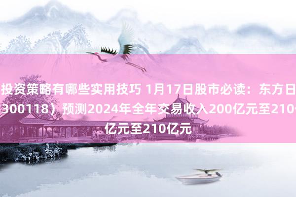 投资策略有哪些实用技巧 1月17日股市必读：东方日升（300118）预测2024年全年交易收入200亿元至210亿元