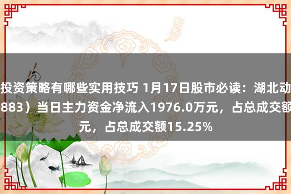 投资策略有哪些实用技巧 1月17日股市必读：湖北动力（000883）当日主力资金净流入1976.0万元，占总成交额15.25%