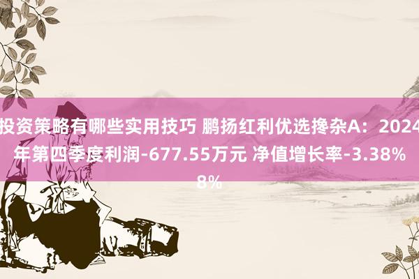 投资策略有哪些实用技巧 鹏扬红利优选搀杂A：2024年第四季度利润-677.55万元 净值增长率-3.38%