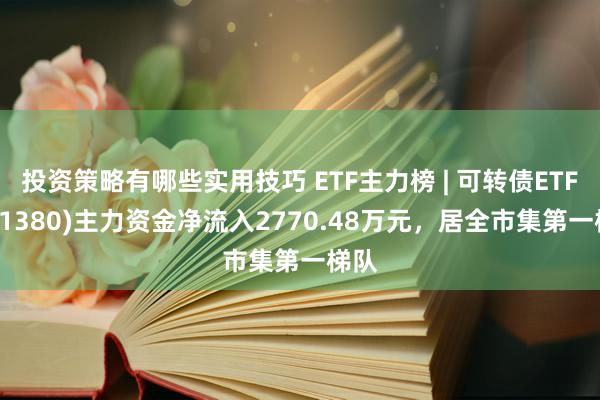 投资策略有哪些实用技巧 ETF主力榜 | 可转债ETF(511380)主力资金净流入2770.48万元，居全市集第一梯队