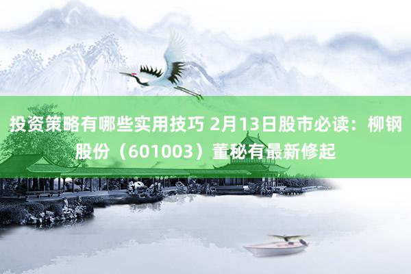 投资策略有哪些实用技巧 2月13日股市必读：柳钢股份（601003）董秘有最新修起