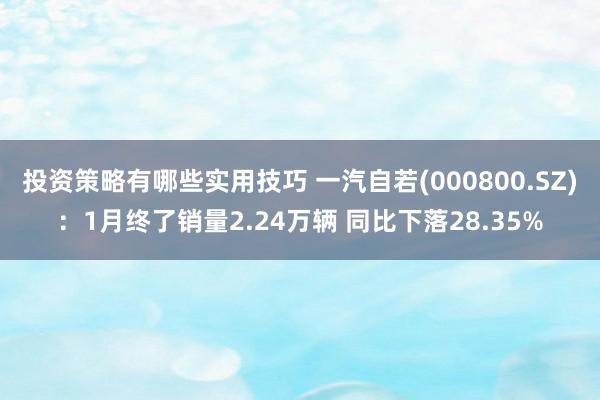 投资策略有哪些实用技巧 一汽自若(000800.SZ)：1月终了销量2.24万辆 同比下落28.35%