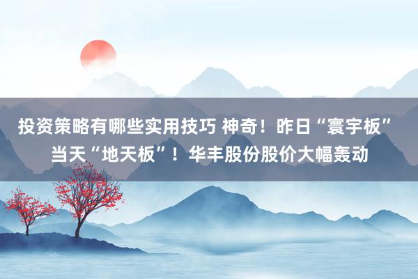 投资策略有哪些实用技巧 神奇！昨日“寰宇板” 当天“地天板”！华丰股份股价大幅轰动