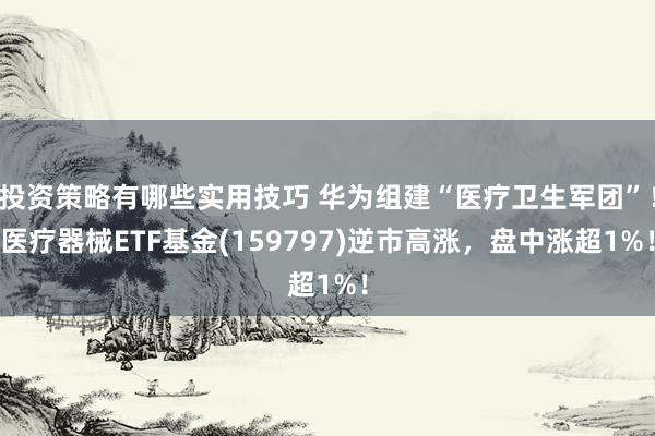 投资策略有哪些实用技巧 华为组建“医疗卫生军团”！医疗器械ETF基金(159797)逆市高涨，盘中涨超1%！