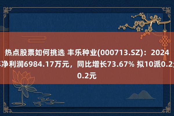 热点股票如何挑选 丰乐种业(000713.SZ)：2024年净利润6984.17万元，同比增长73.67% 拟10派0.2元