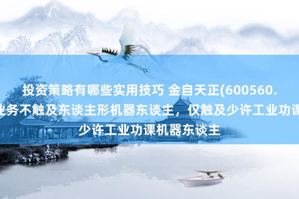 投资策略有哪些实用技巧 金自天正(600560.SH)：当今业务不触及东谈主形机器东谈主，仅触及少许工业功课机器东谈主