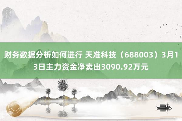 财务数据分析如何进行 天准科技（688003）3月13日主力资金净卖出3090.92万元